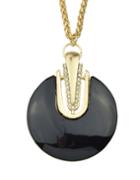 Romwe Gold Plated Stone Pendant Necklace