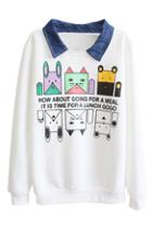 Romwe Cartoon Cats And Mice Print Sweatshirt