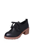 Romwe Tassel Tie Pu Chunky Platform Shoes