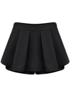 Romwe Ruffle Chiffon Black Skirt Shorts