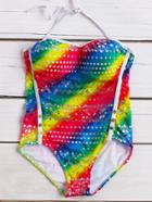 Romwe Multicolor Hollow Out Halter One-piece Swimwear