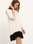 Romwe Black White Half Sleeve Shift Dress