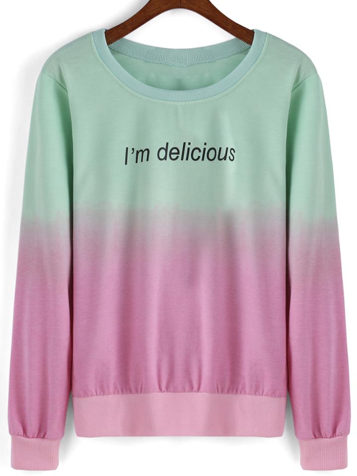 Romwe Letter Print Tie-dye Sweatshirt