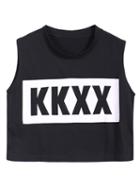 Romwe Kkxx Print Crop Black Vest