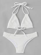 Romwe Self Tie Triangle Bikini Set