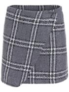 Romwe Single Button Plaid Wrap Skirt