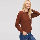 Romwe Round Neck Solid Pullover