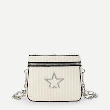 Romwe Star Pattern Zipper Around Crossbody Bag