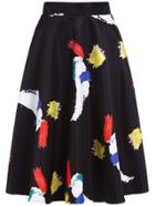 Romwe Abstract Print Flare Skirt