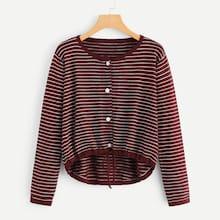 Romwe High Low Striped Sweater