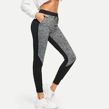 Romwe Color-block Drawstring Waist Pants