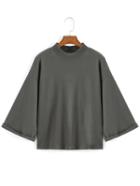 Romwe Half Sleeve Loose Grey T-shirt