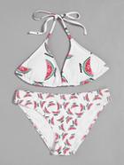 Romwe Watermelon Print Triangle Bikini Set