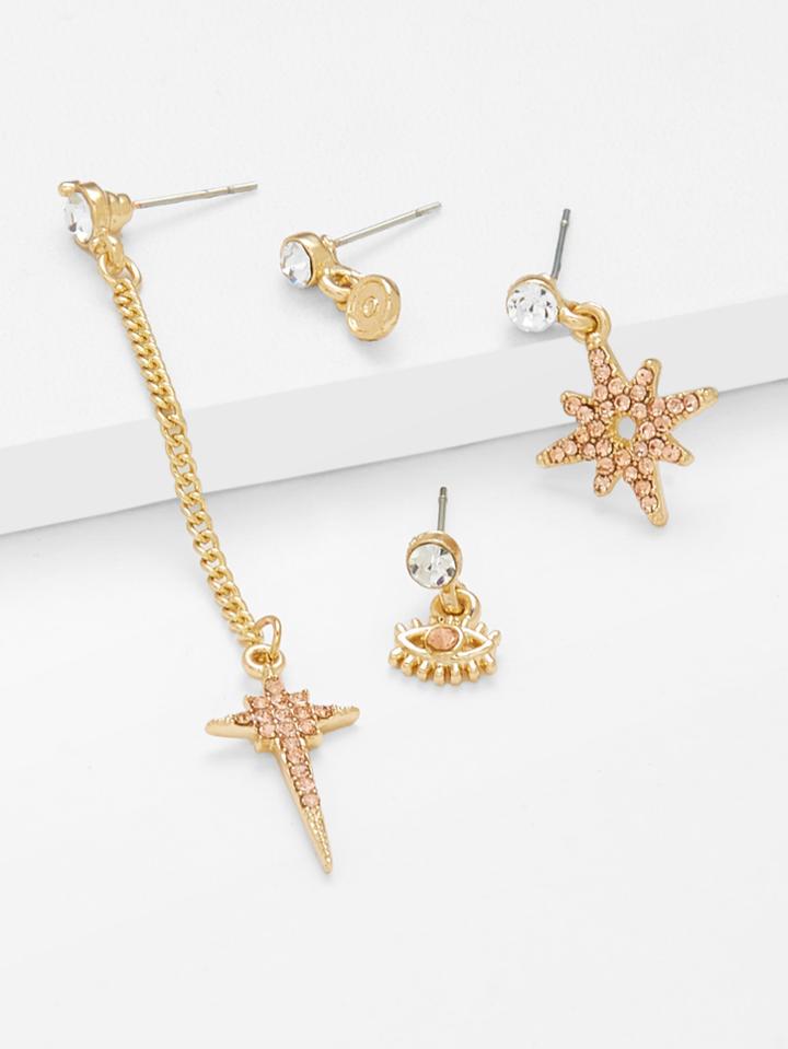 Romwe Sun God & Eye Design Earring Set