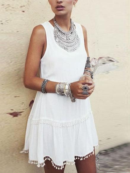 Romwe Sleeveless Ball Embellished Shift Dress