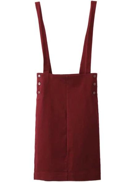 Romwe Strap Buttons Bodycon Burgundy Dress