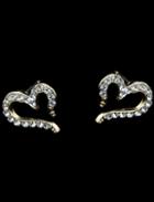 Romwe Gold Diamond Heart Stud Earrings