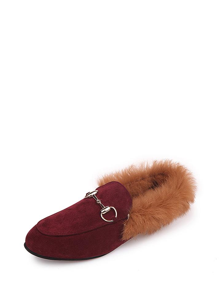 Romwe Faux Fur Detail Loafers