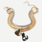 Romwe Cat Design Layered Chain Bracelet
