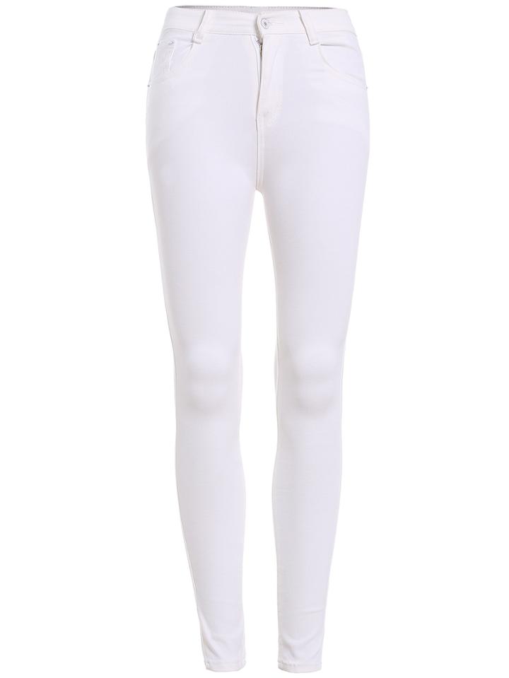 Romwe Denim Slim White Pant
