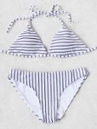Romwe Striped Print Triangle Bikini Set