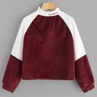 Romwe Raglan Sleeve Color-block Sweater