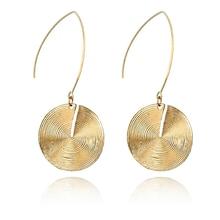 Romwe Textured Disc Drop Earrings