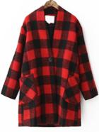 Romwe Plaid Single Button Coat With Pockets