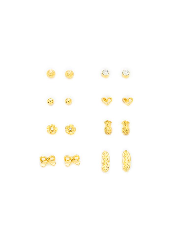 Romwe Bow & Leaf Design Earring Set