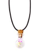 Romwe Pink Floral Pendant Necklace