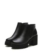 Romwe Faux Leather Platform Ankle Boots