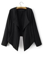 Romwe Open Front Asymmetrical Hem Blazer