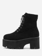Romwe Lace Up Block Heeled Ankle Boots