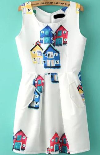 Romwe Cottage Print Sun Dress
