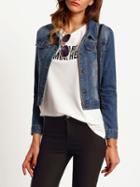 Romwe Blue Bleached Crop Denim Jacket