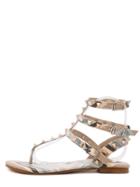 Romwe Light Green Studded Strappy Sandals