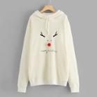Romwe Men Christmas & Letter Embroidered Hoodie