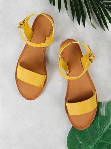 Romwe Single Band Ankle Strap Sandal Mustard