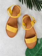 Romwe Single Band Ankle Strap Sandal Mustard