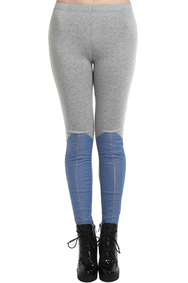 Romwe Romwe Faux Denim Light-gray Leggings