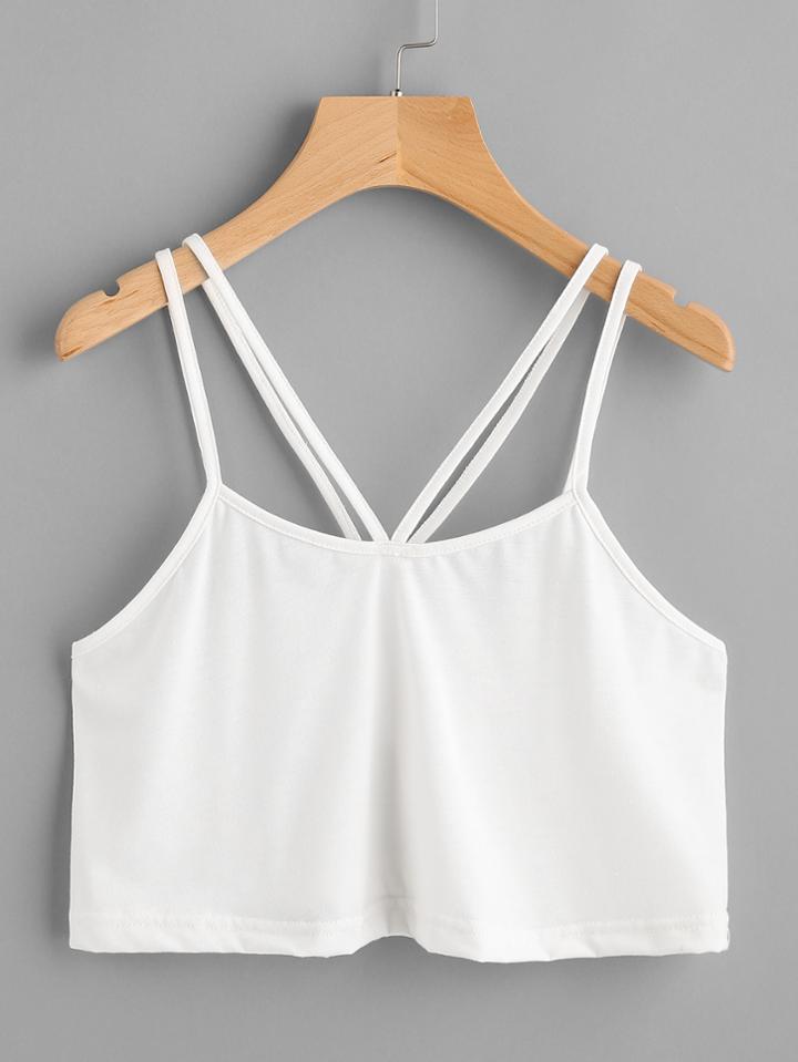 Romwe Double Strap Crop Top