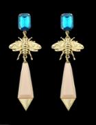 Romwe Blue With Gemstone Butterfly Dangle Earrings