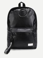 Romwe Ring & Pocket Front Pu Backpack