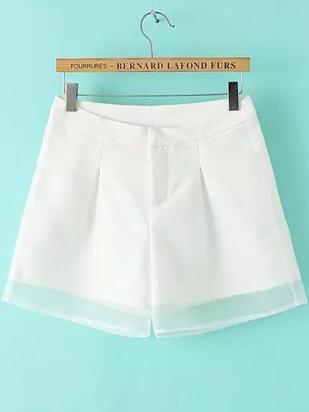 Romwe With Organza White Shorts