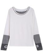 Romwe Polka Dot Striped Loose Blouse
