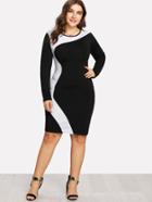 Romwe Cut And Sew Pencil Dress