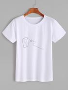 Romwe White Graffiti Print T-shirt