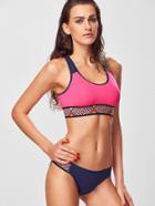 Romwe Color Block Cutout Racer Back Bikini Set