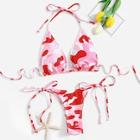 Romwe Camouflage Halter Top With Tie Side Bikini