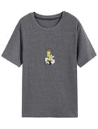 Romwe Simpson Print Grey T-shirt
